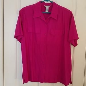 Anna & Frank 100% Silk Purple Short Sleeve Blouse